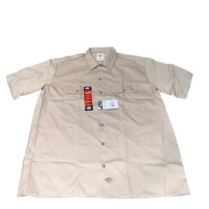 NWT Dickies Men's 1574 Short Sleeve Work Shirt Khaki Large